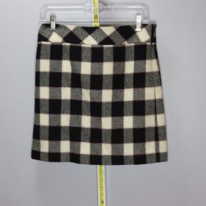 Ann Taylor LOFT Wool Blend Plaid Mini Skirt Black Cream Pink Size S